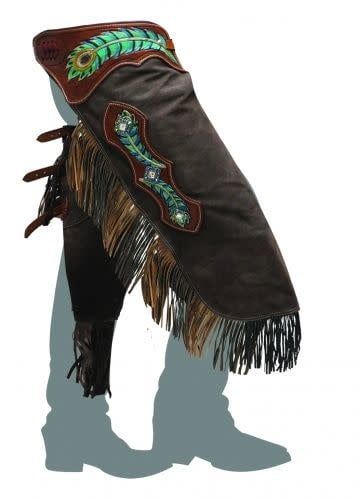 Showman Brown Suede Chinks with Feather Design