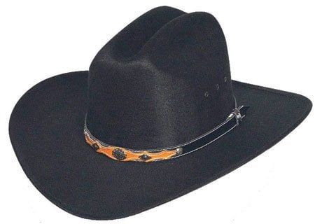 WEX Faux Felt Cowboy Hat w/ Concho Hat Band - Black