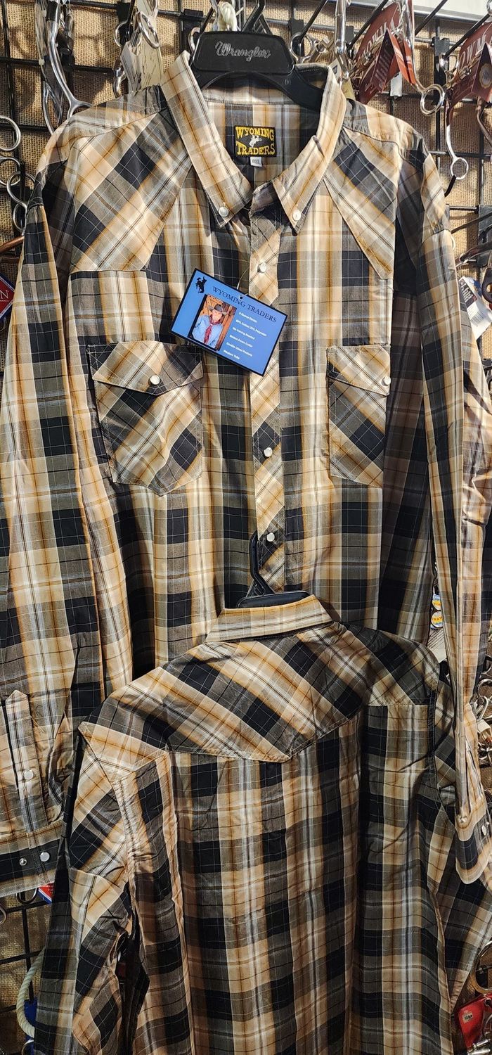 Men's Wyoming Traders Plaid Shirt - Tan/Black
