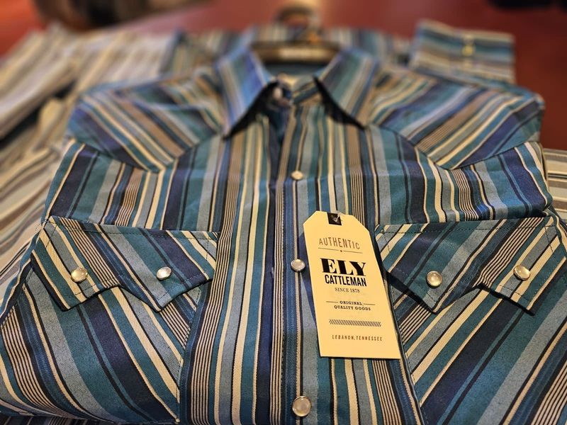 Men's Ely Cattleman Long Sleeve Textured Stripe Western Snap Shirt