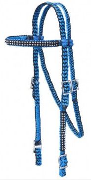 Braided Cord Browband Headstall with Crystal Accents