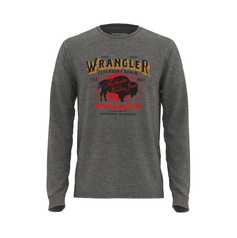 Men's Wrangler LS T-Shirt Buffalo Authentic Western