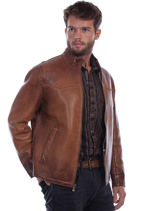 Men's Scully Lined Leather Jacket - Cognac