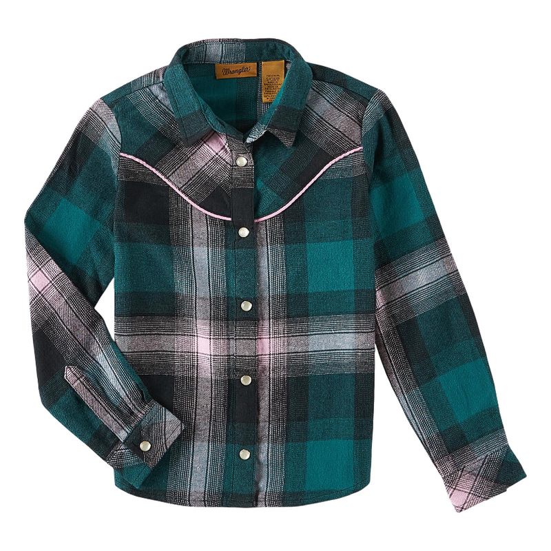 Girl's Wrangler Teal/Multi Cotton Flannel Shirt
