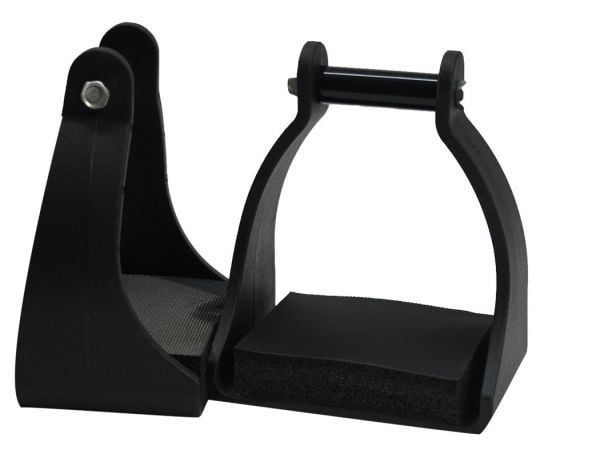 Black Endurance Stirrups - Molded Plastic with Rubber Tread 