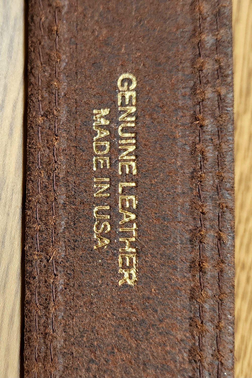 Adult Double Stitched Leather Belt, Distressed Brown