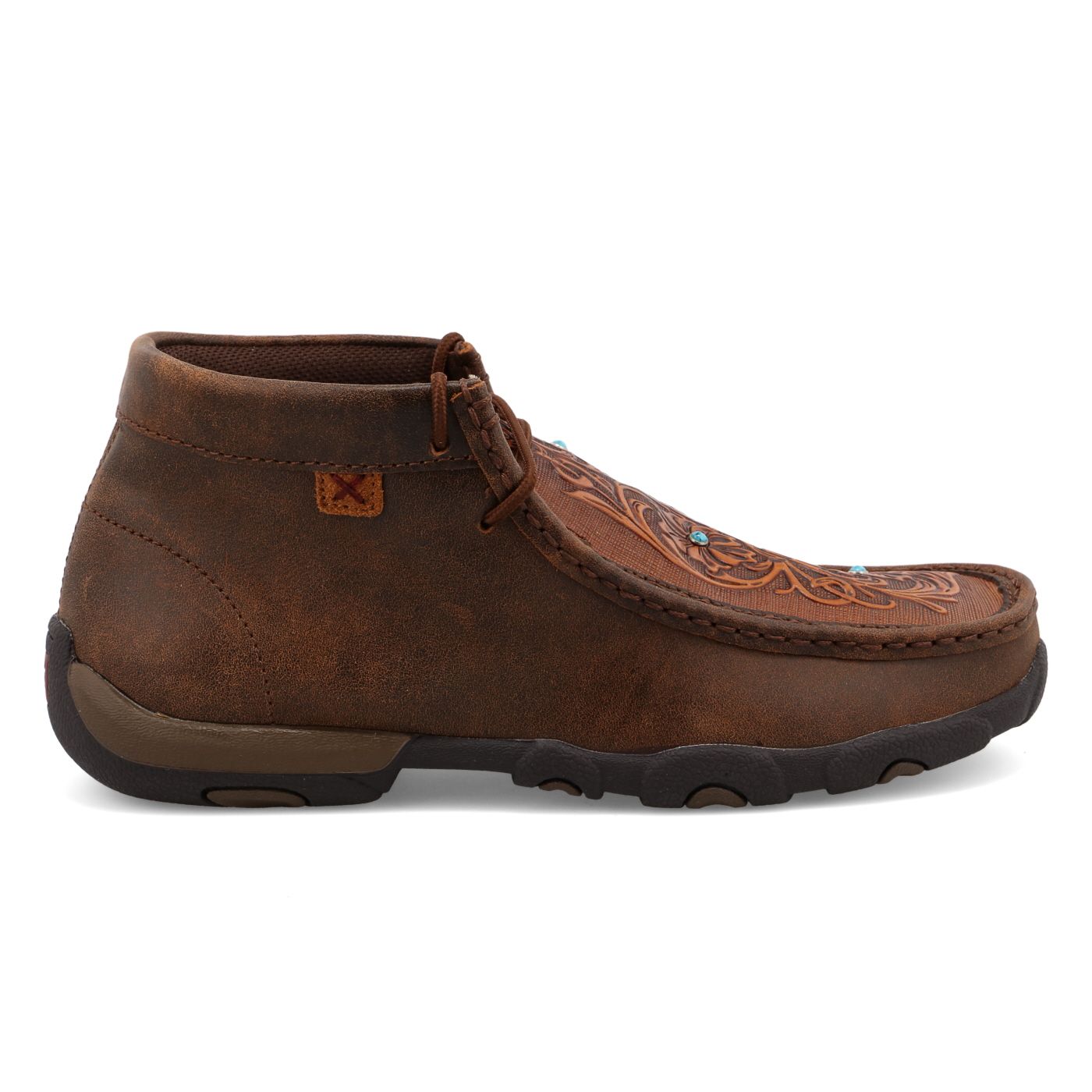 Women's Twisted X Chukka Driving Moc - Brown & Tooled Flower