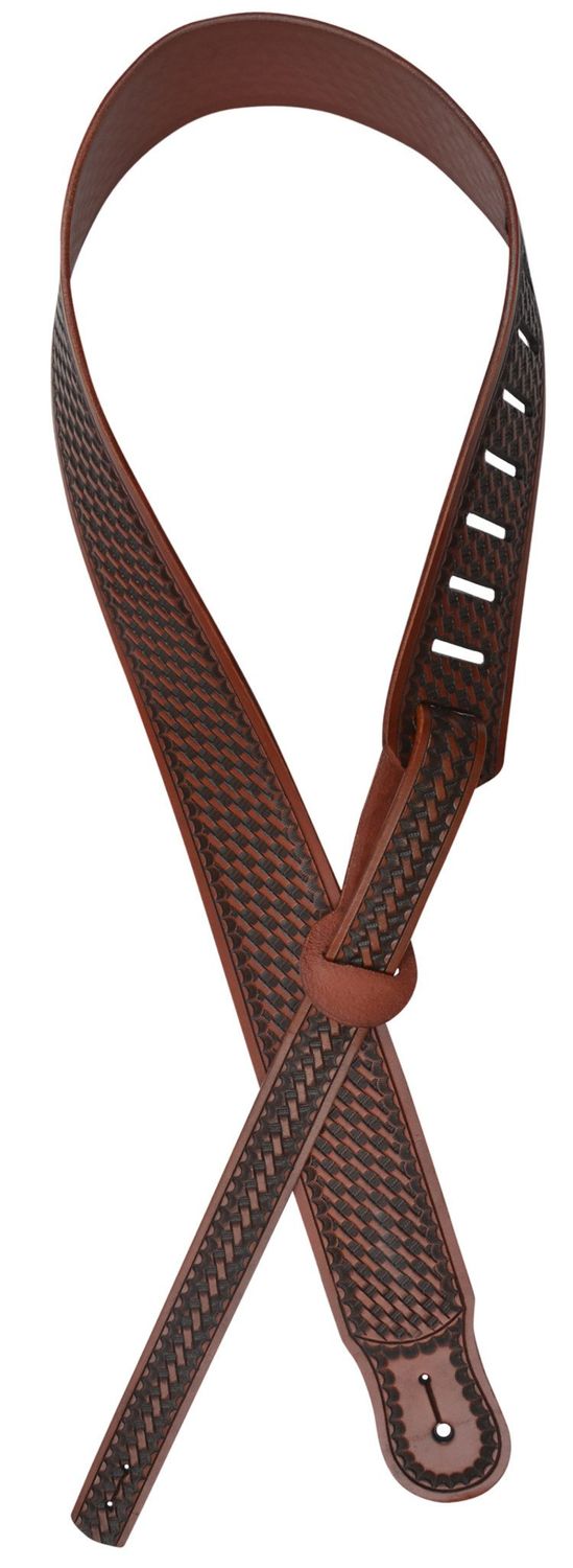 Leather Guitar Strap - , Color: Basket Weave Tool