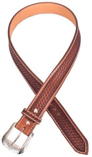 Adult- Argrentine Cow Leather Belt with Basketweave Tooling