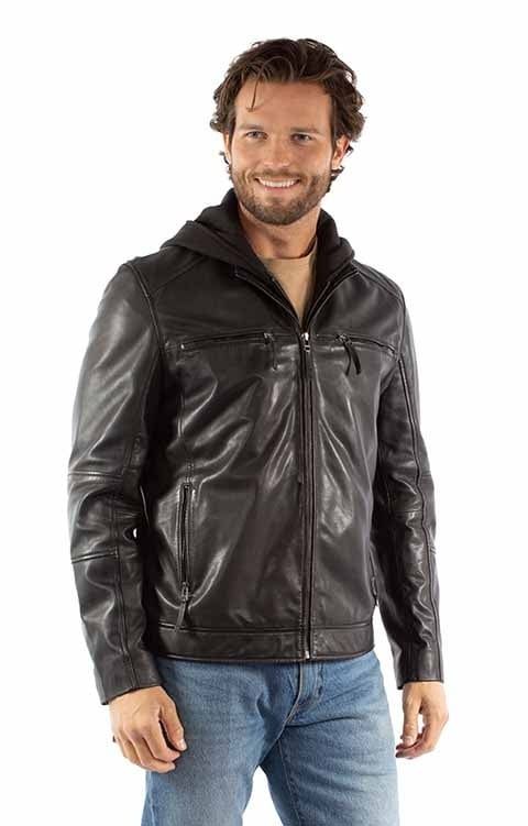 Men's Scullly Hooded Leather Jacket 