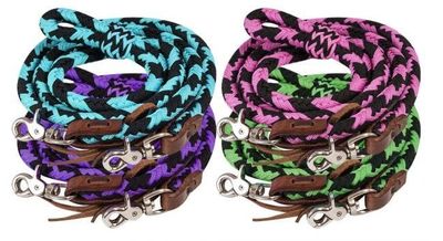Nylon Roping Rein - 8' Braided with Snaps