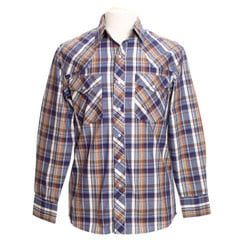 Children's Wyoming Traders Printed Long Sleeve Shirt #3 Blue and Tan