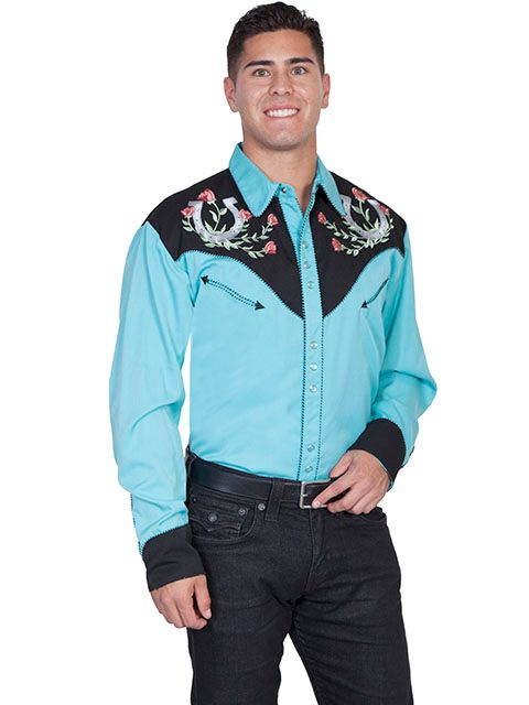 Men's Scully Horseshoe Embroidered Shirt, Size: M