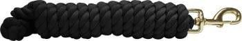 10' Braided Cotton Lead - Brass Snap, Color: Black