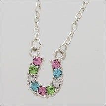 Necklace - Rhinestone Horseshoe, Color: Multi