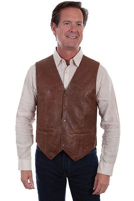 Men's Scully Vintage Lamb Leather Vest - Brown