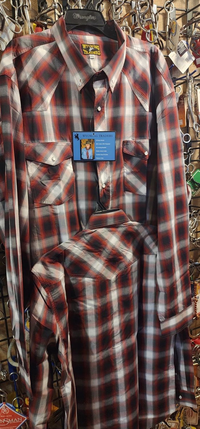 Men's Wyoming Traders Plaid Shirt - Burgundy/White