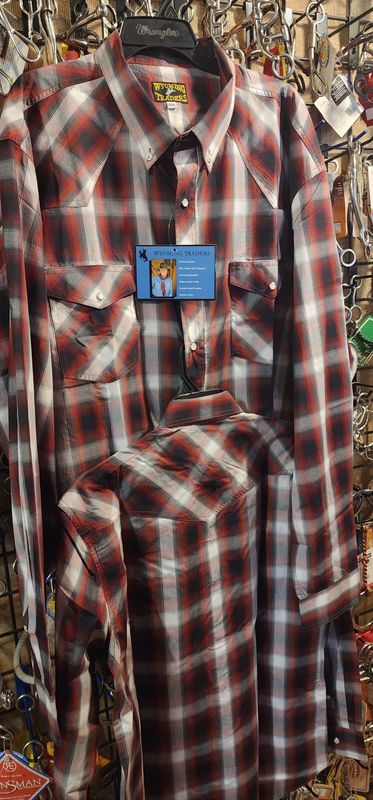 Men's Wyoming Traders Plaid Shirt - Burgundy/White