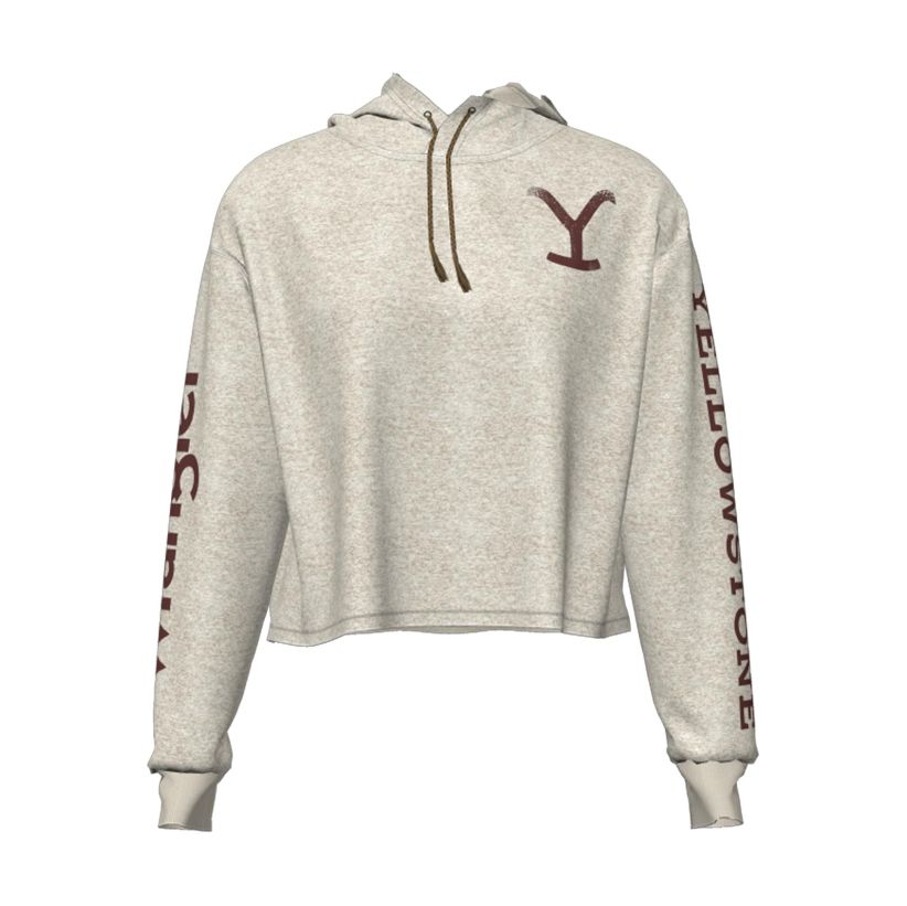 Women's - Wrangler Yellowstone Cropped Hoodie Oatmeal Heather