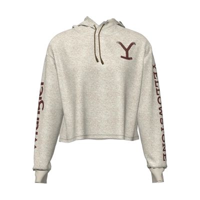 Women's - Wrangler Yellowstone Cropped Hoodie Oatmeal Heather