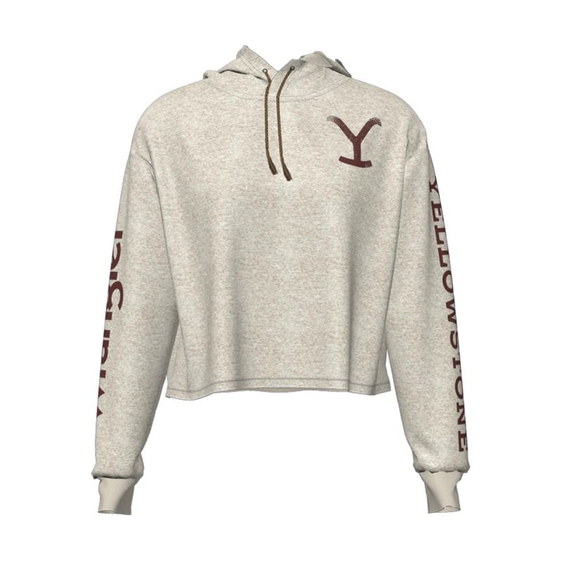 Women's - Wrangler Yellowstone Cropped Hoodie Oatmeal Heather