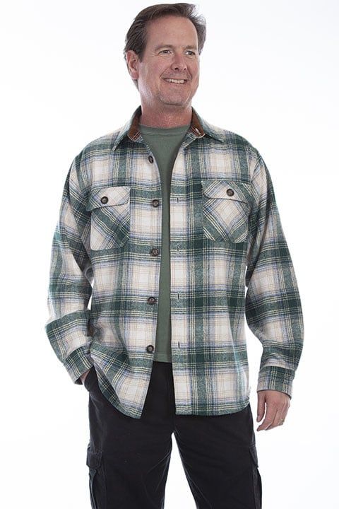 Men's Scully Brawney Flannel Plaid Shirt - Green