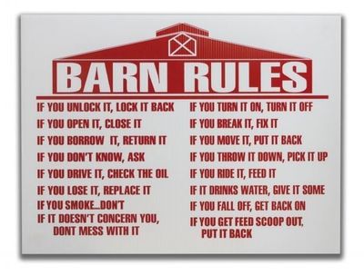 Barn Rules Sign