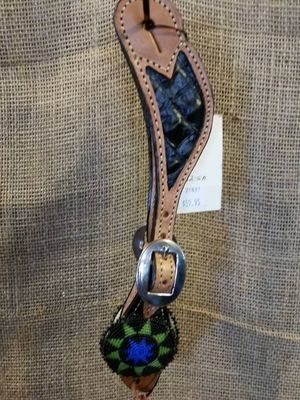 Beaded Medallion Spur Straps Black Gator Ladies