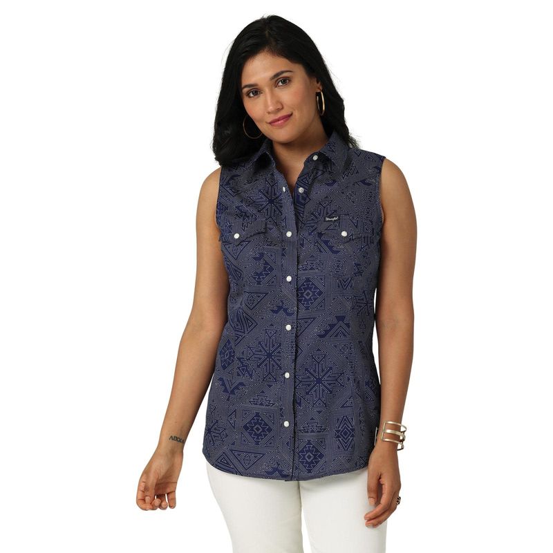 Women's Wrangler Retro Woven Snap Shirt - Blue