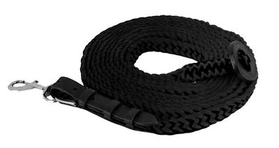 Showman Flat Braided Nylon Lunge Line, Color: Black/Black