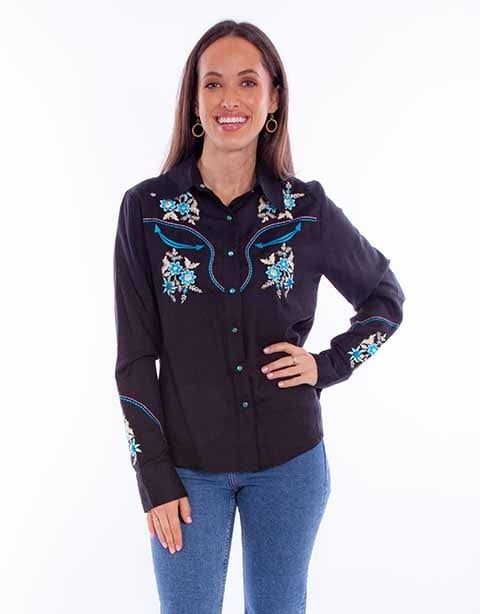 Women's Scully Floral Embroidered Shirt 