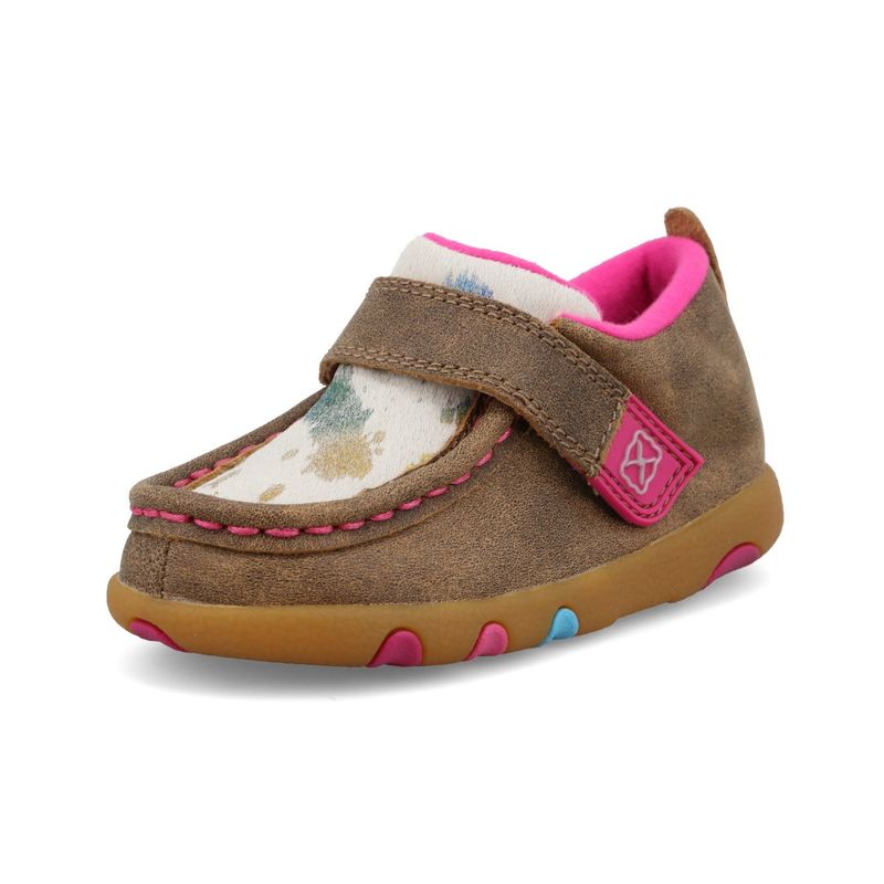 Infant Twisted X Driving Moc - Pink & Cowhide
