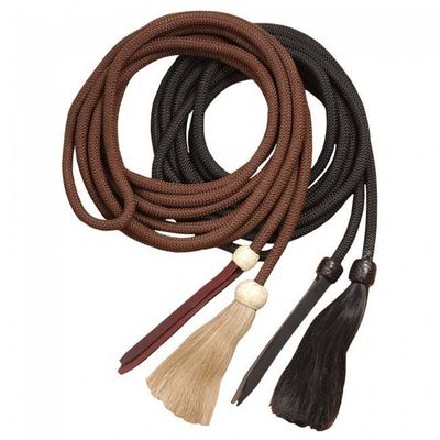 Cord Mecate Reins With Tassel Black 5/8" x 22'