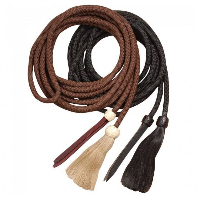 Cord Mecate Reins With Tassel Black 5/8" x 22'