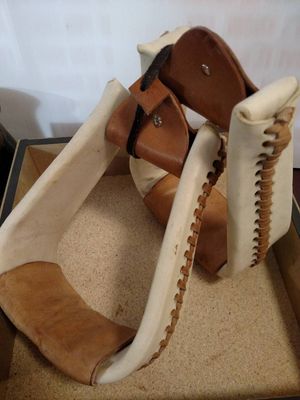 Circle L Rawhide Laced Stirrups, Natural Color, Wide - Adult Circle L Rawhide Laced Stirrups, Natural Color, Wide - Adult