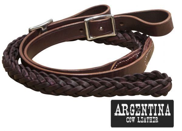 Showman Leather Contest Reins Braided 7.5'