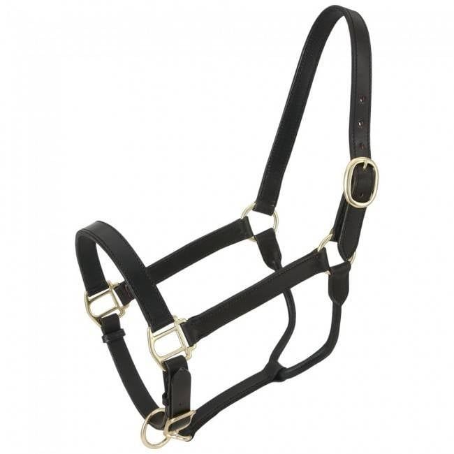 Triple Stitch Leather Halter - Black, Horse