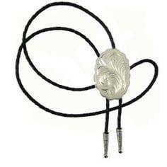 Bolo Tie - German Silver Engraved Oval