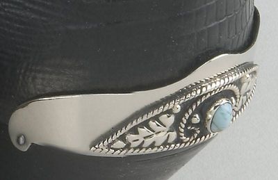 Boot Heel Guards - Silver w/Turquise Inlay