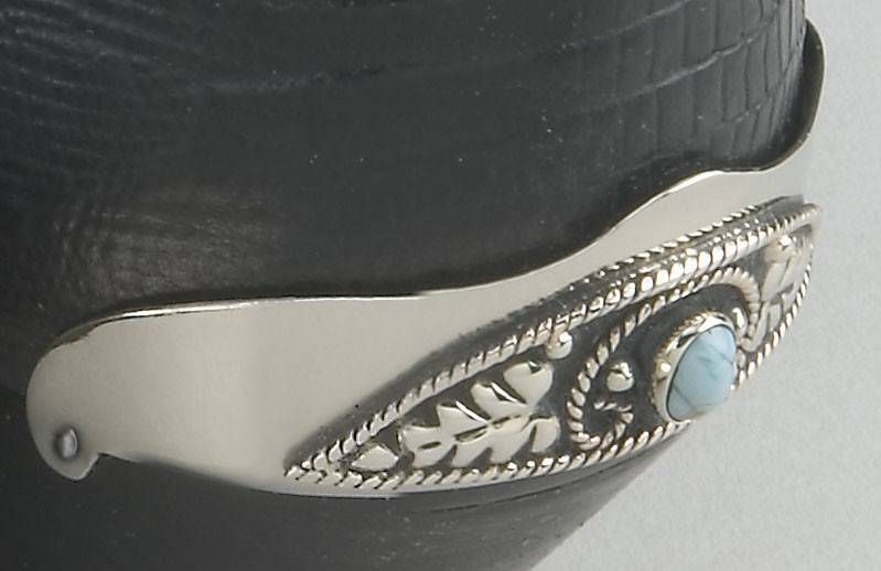 Boot Heel Guards - Silver w/Turquise Inlay