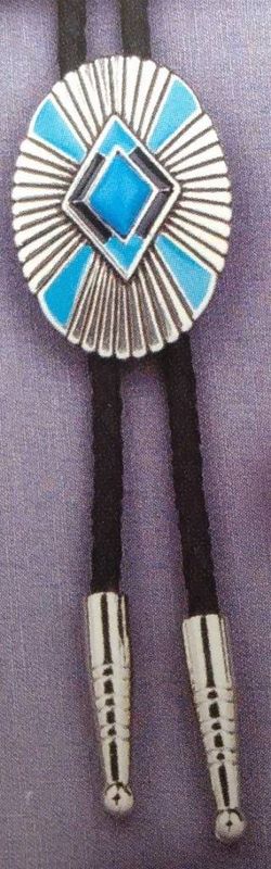 Bolo Tie - Southwestern Oval Concho Turquoise Stone