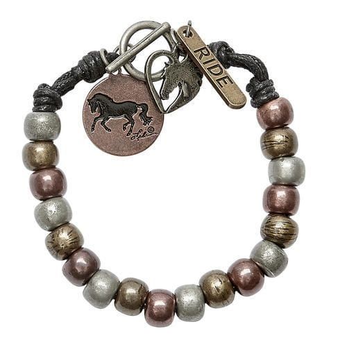 Bracelet - Mixed Metal Beaded Toggle