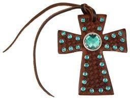 Tie On Cross w/ Emerald Rhinestones