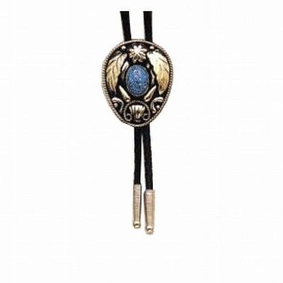 Bolo Tie - Silver Leaves w/ Stone