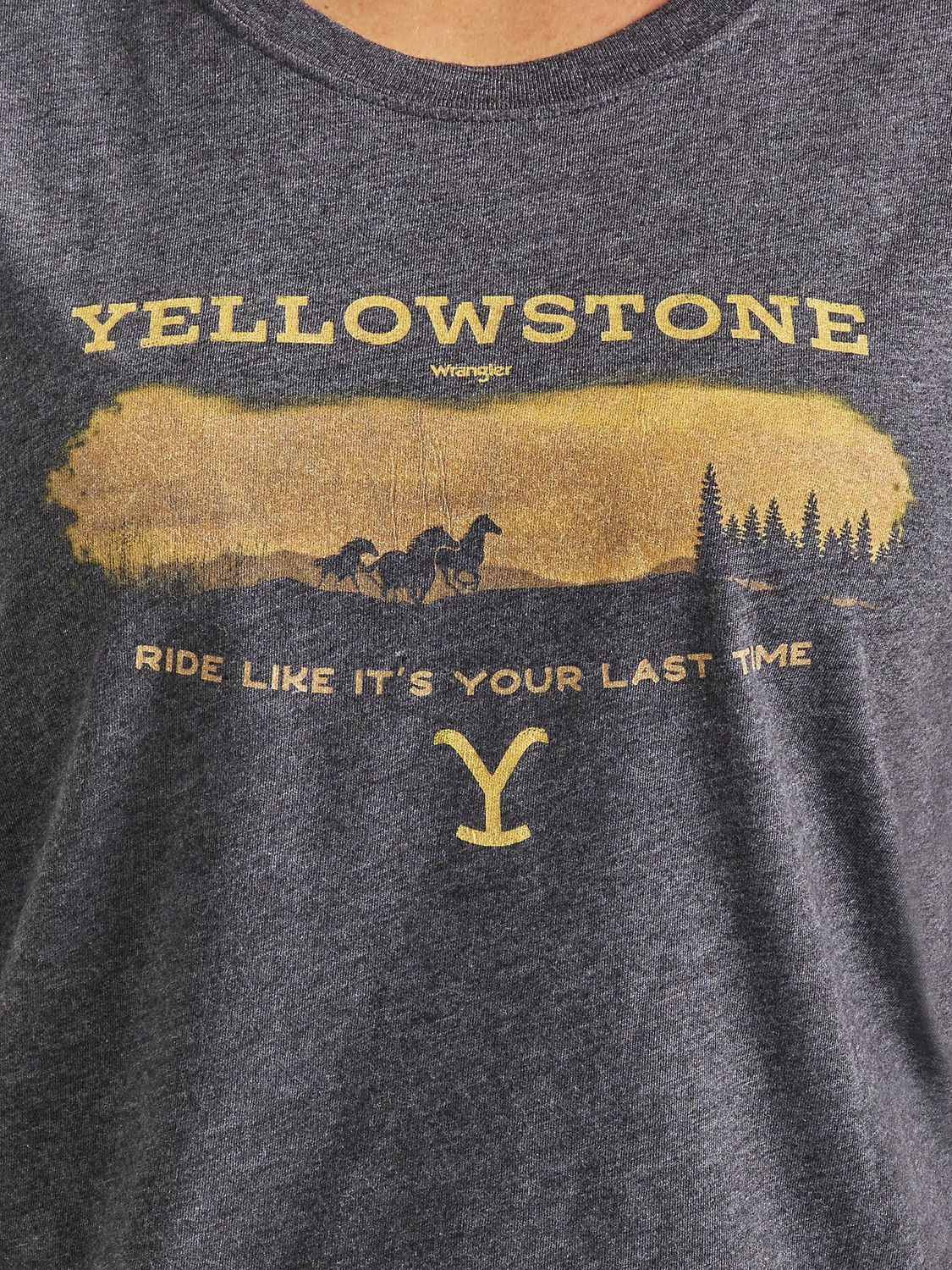 Women's - Wrangler® Yellowstone T-Shirt - Graphic  Boyfriend Fit - Caviar Heather