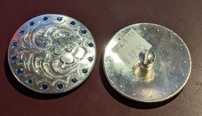 Screw Back Silver Concho w/ Blue Stones - 2"