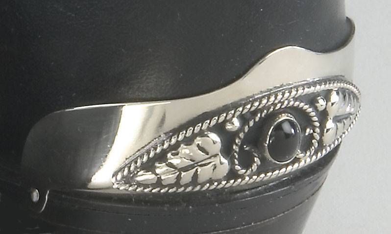 Boot Heel Guards - Silver w/Onyx Inlay