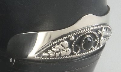 Boot Heel Guards - Silver w/Onyx Inlay