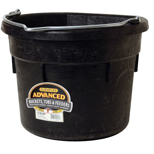 Little Giant Rubber Flatback Bucket Black - 18 Qt.