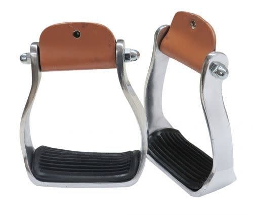 Polished Aluminum Stirrup with Rubber Tread